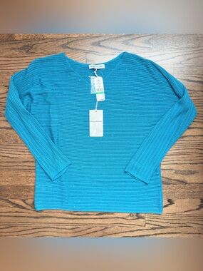 NWT Tommy Bahama Jewel Bay Cotton Modal V-Neck Sweater Surf Rider - Large